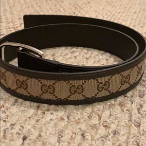 Beige-ebony Gucci belt